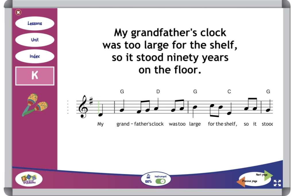 Sample Kindergarten Music Curriculum Singing Page