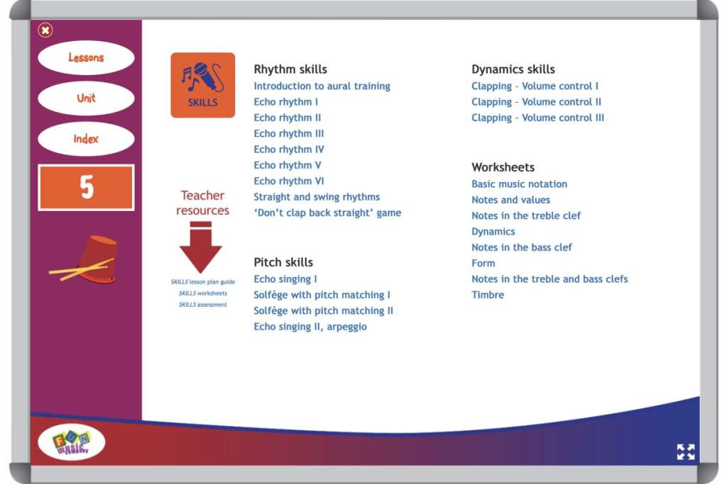 Grade Five Music Curriculum Skills exercises