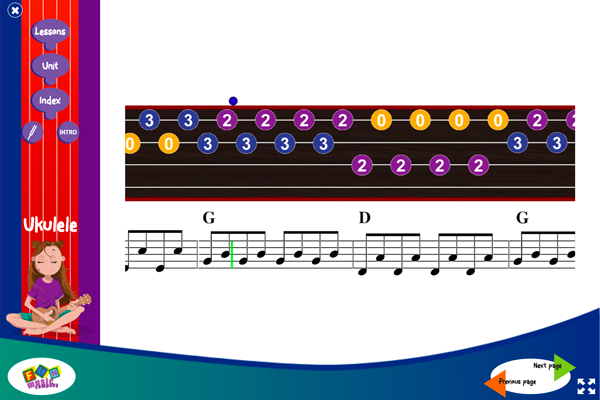 Teaching ukulele screen 11 from the ukulele program