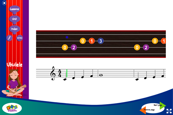 Teaching ukulele screen 5 from the ukulele program