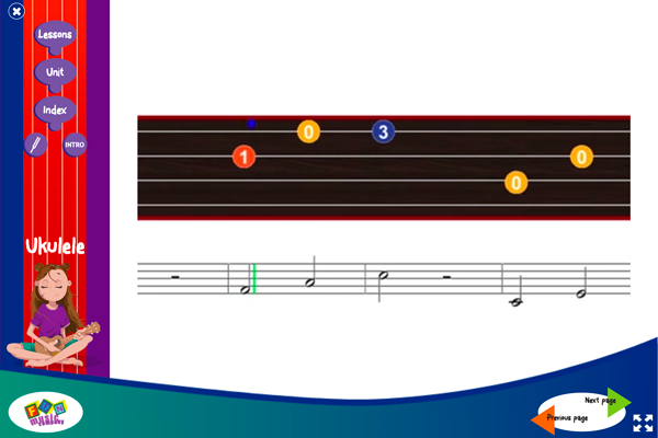 Teaching ukulele screen 7 from the ukulele program