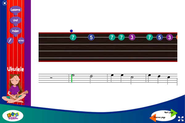 Teaching ukulele screen 9 from the ukulele program