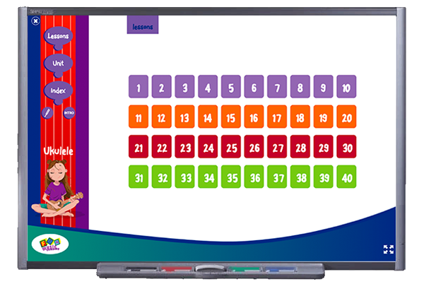 Ukulele_ProgramOnBoard Teaching ukulele screen from the ukulele program