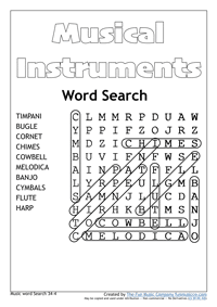 Word Search 11 Music Word search #11