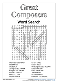 Word Search 21 Music Word search #21 Great Composers