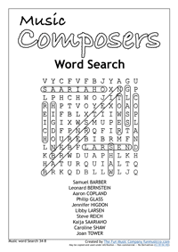 Word Search 23 Music Word search #23 Composers