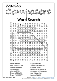 Word Search 24 Music Word search #24 Composers