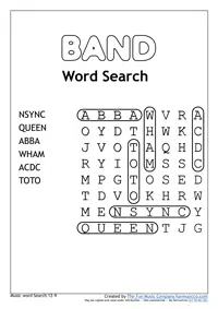Band Word Search Music Word search #25 Band Word Search