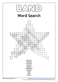 Band Word Search Intermediate Music Word search #26 Band Word Search Intermediate