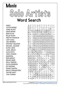 Solo Artists Word Seardh Advanced Solo Artists Word Search Advanced