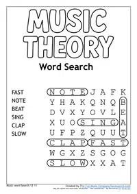 Word Search 31 Music Theory Easy Word Search 31 Music Theory Easy