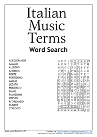Italian Terms Word Search 37 Italian Terms Word Search 37