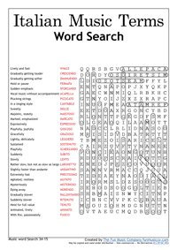 Music Theory Word Search 39 Italian Music Theory Word Search 39